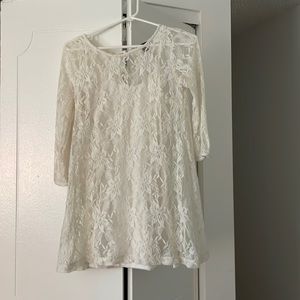 Lace white quarter sleeve dress